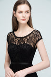 Pretty Scoop Sleeveless Black Lace Short Junior Bridesmaid Dress