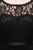 Pretty Scoop Sleeveless Black Lace Short Junior Bridesmaid Dress
