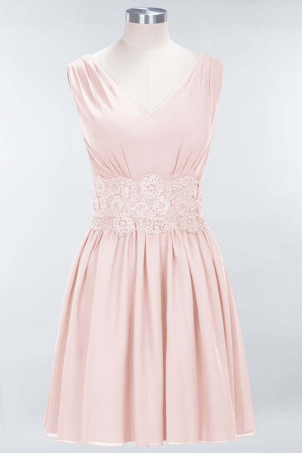Pretty V-Neck Short Sleeveless Lace Bridesmaid Dresses Online