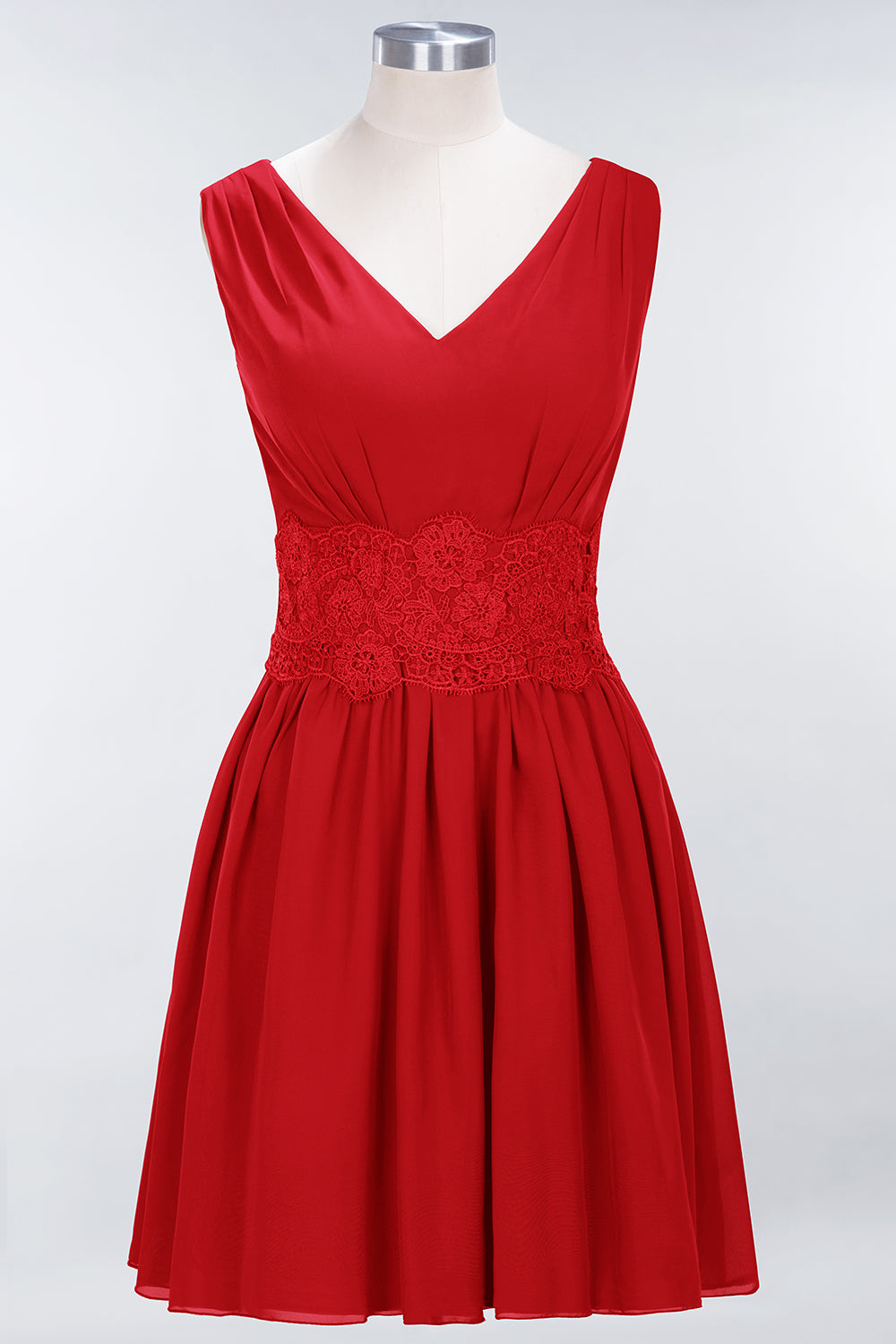 Pretty V-Neck Short Sleeveless Lace Bridesmaid Dresses Online