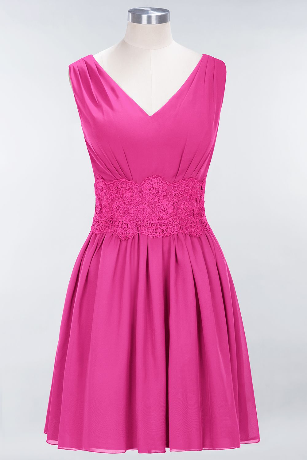 Pretty V-Neck Short Sleeveless Lace Bridesmaid Dresses Online