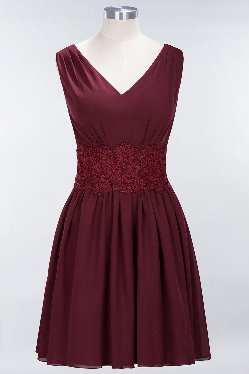 Pretty V-Neck Short Sleeveless Lace Bridesmaid Dresses Online