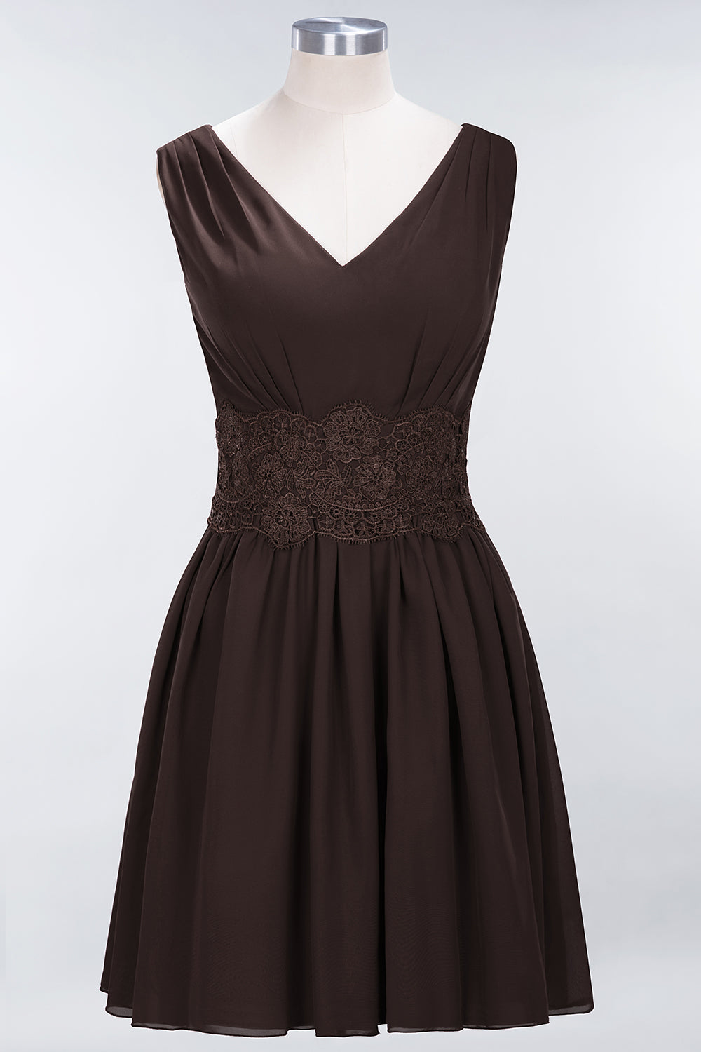 Pretty V-Neck Short Sleeveless Lace Bridesmaid Dresses Online