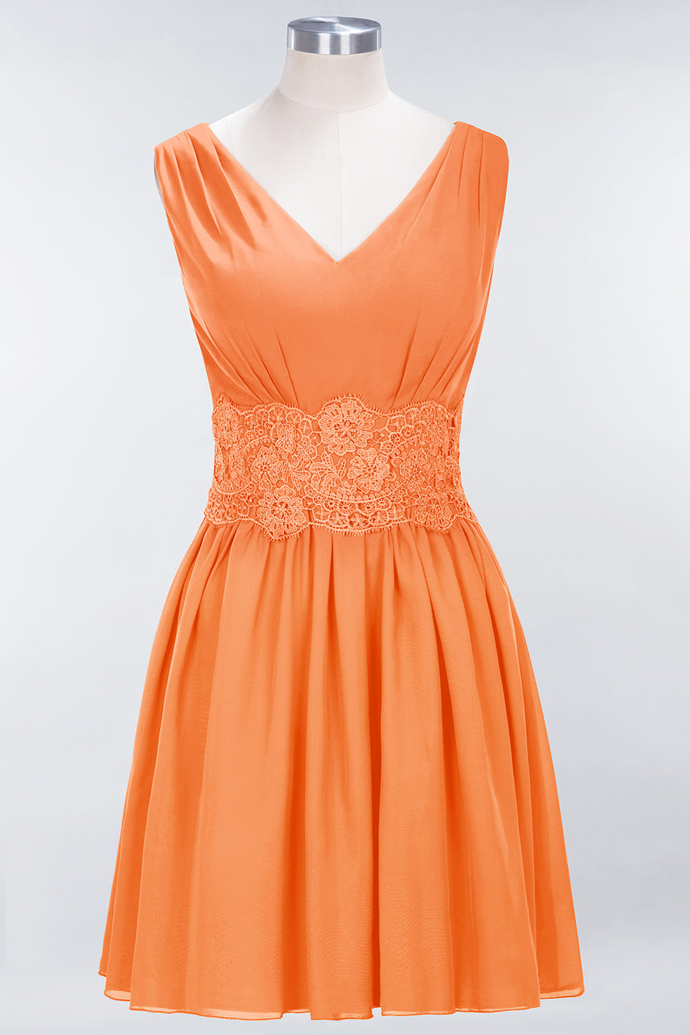 Pretty V-Neck Short Sleeveless Lace Bridesmaid Dresses Online