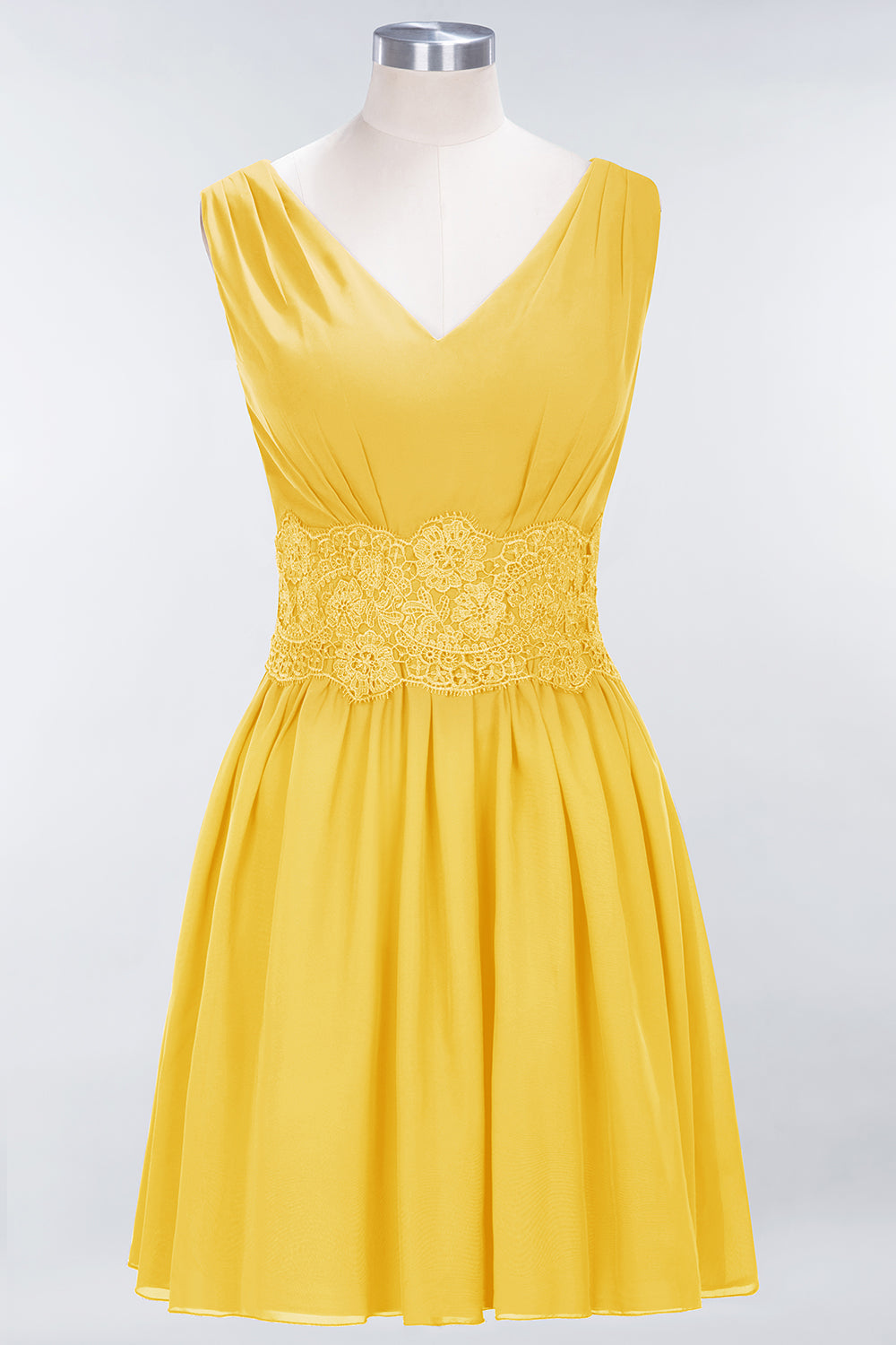 Pretty V-Neck Short Sleeveless Lace Bridesmaid Dresses Online