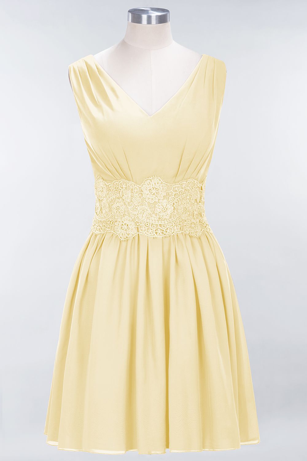 Pretty V-Neck Short Sleeveless Lace Bridesmaid Dresses Online