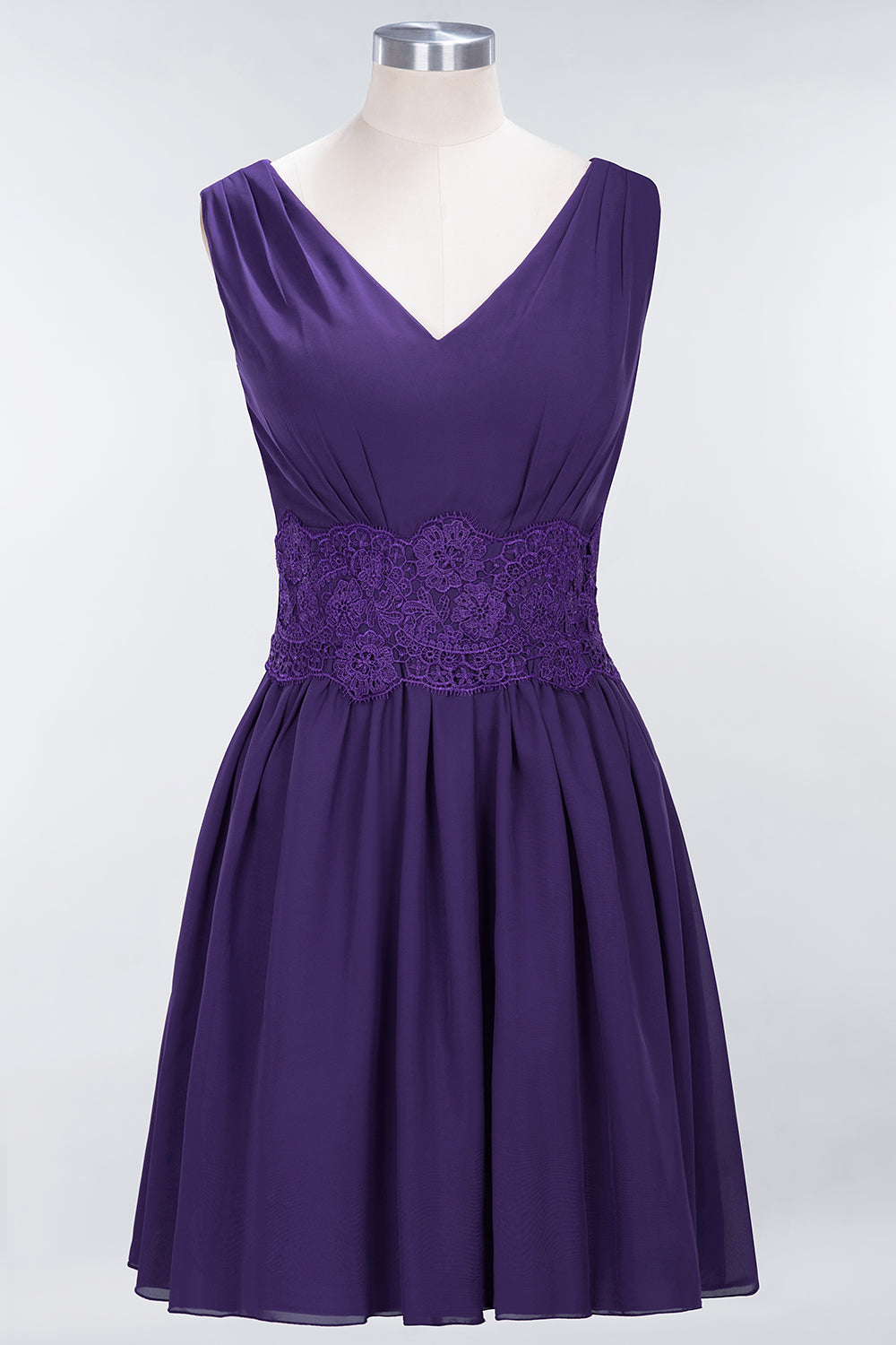 Pretty V-Neck Short Sleeveless Lace Bridesmaid Dresses Online