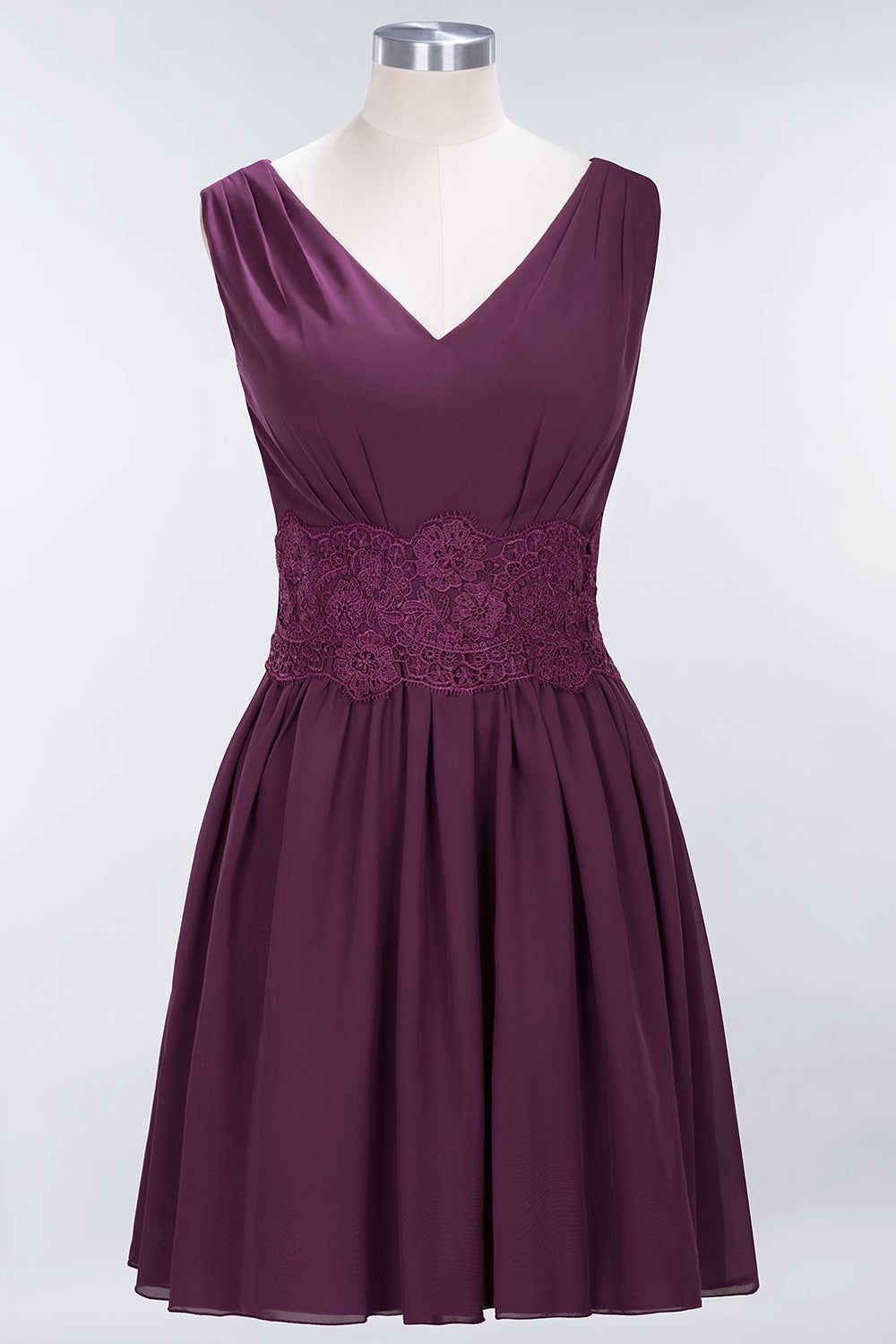 Pretty V-Neck Short Sleeveless Lace Bridesmaid Dresses Online