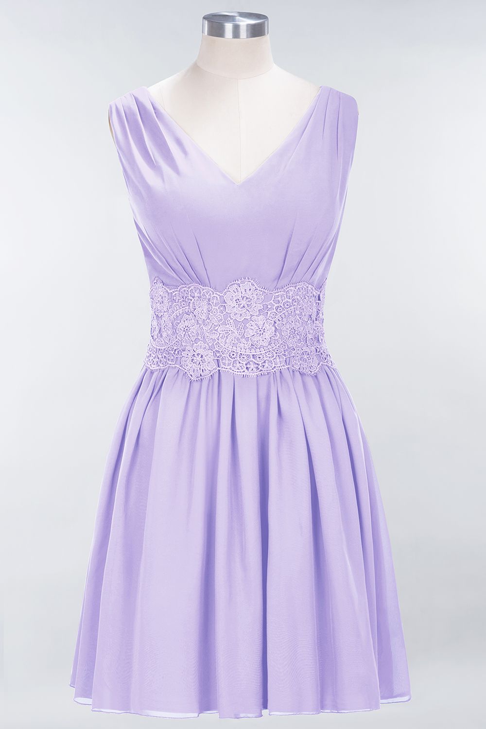 Pretty V-Neck Short Sleeveless Lace Bridesmaid Dresses Online
