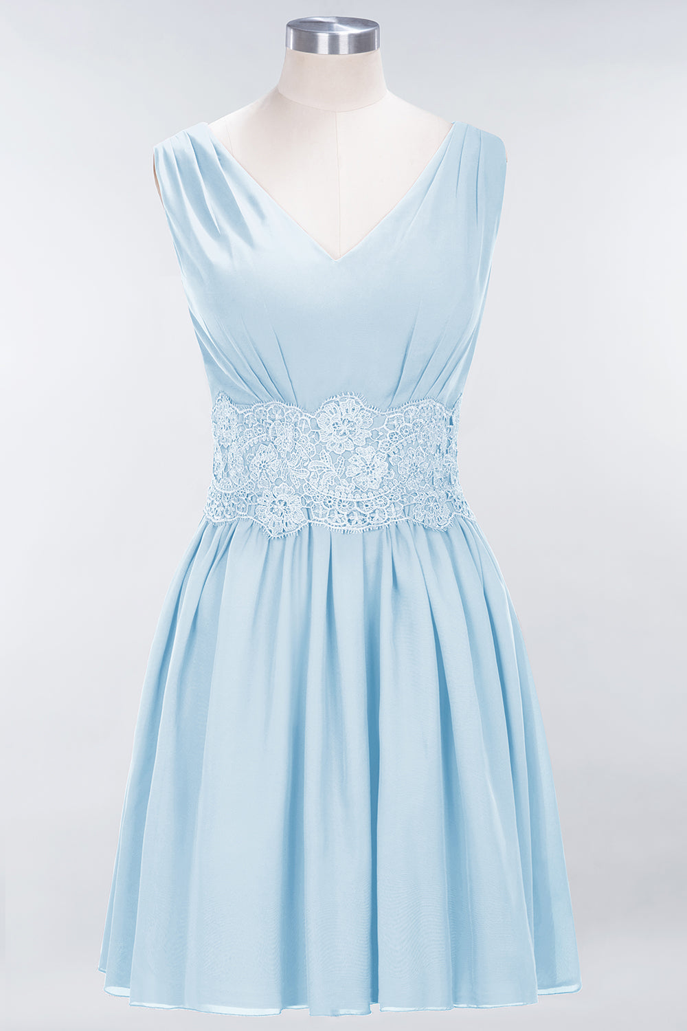 Pretty V-Neck Short Sleeveless Lace Bridesmaid Dresses Online