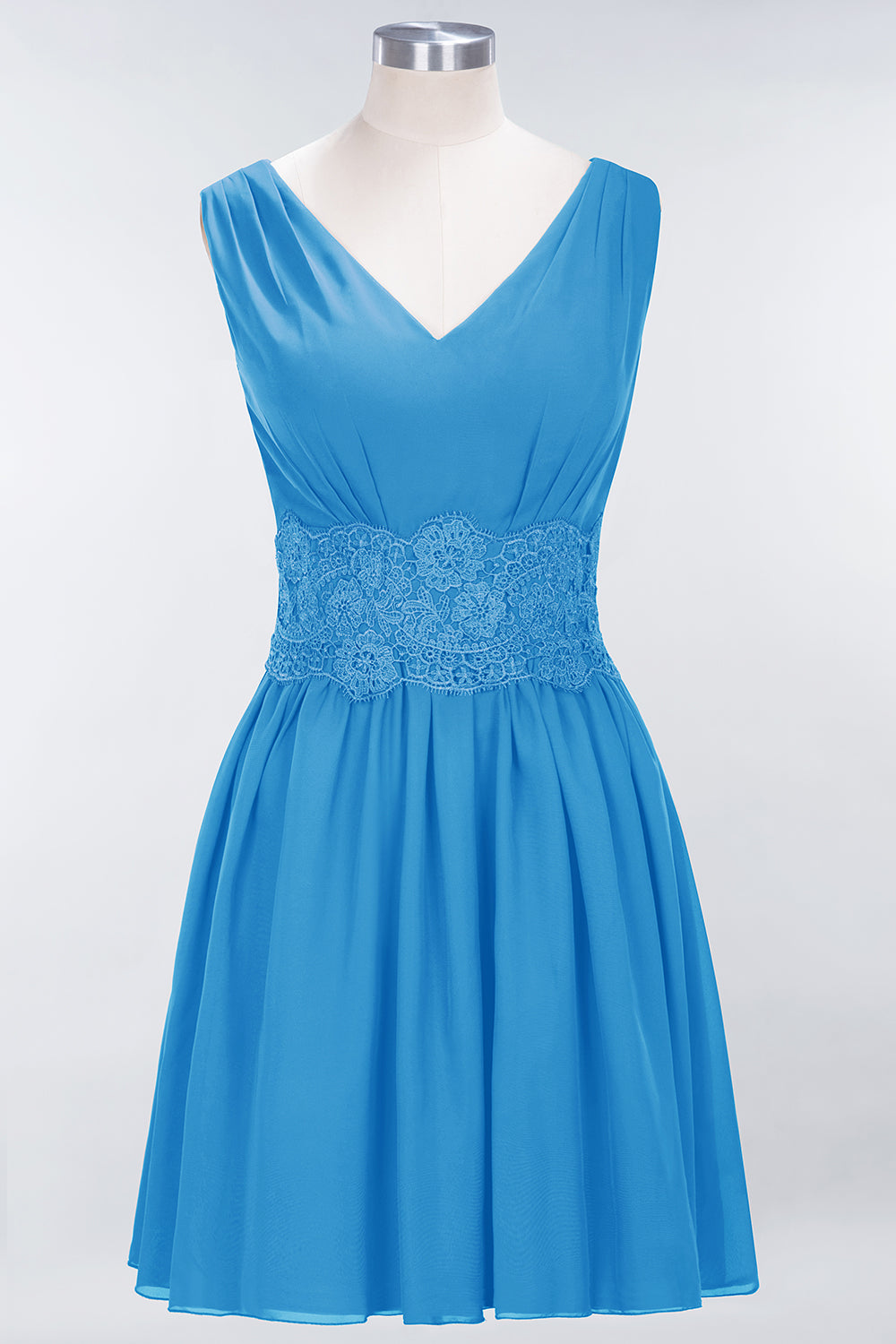Pretty V-Neck Short Sleeveless Lace Bridesmaid Dresses Online