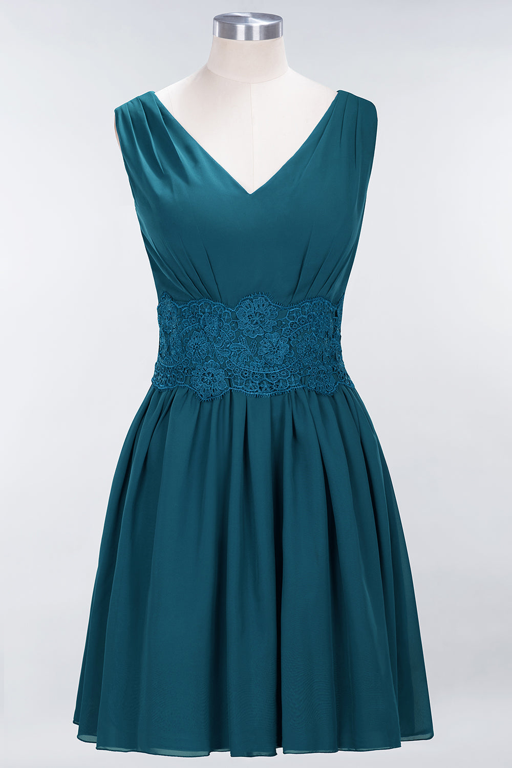 Pretty V-Neck Short Sleeveless Lace Bridesmaid Dresses Online