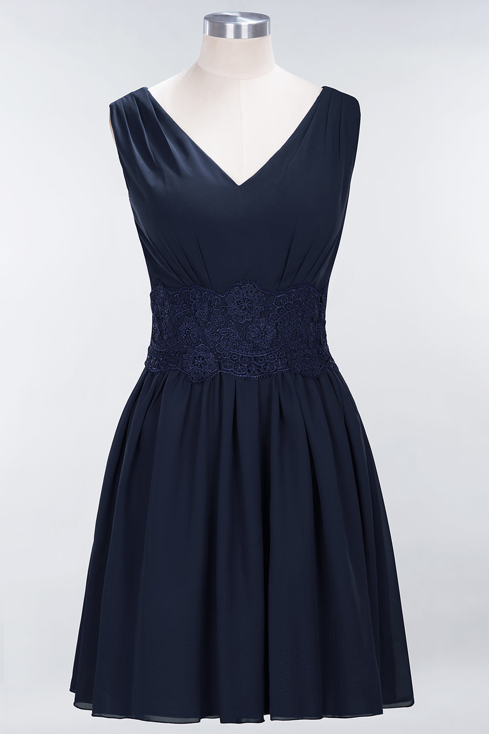 Pretty V-Neck Short Sleeveless Lace Bridesmaid Dresses Online