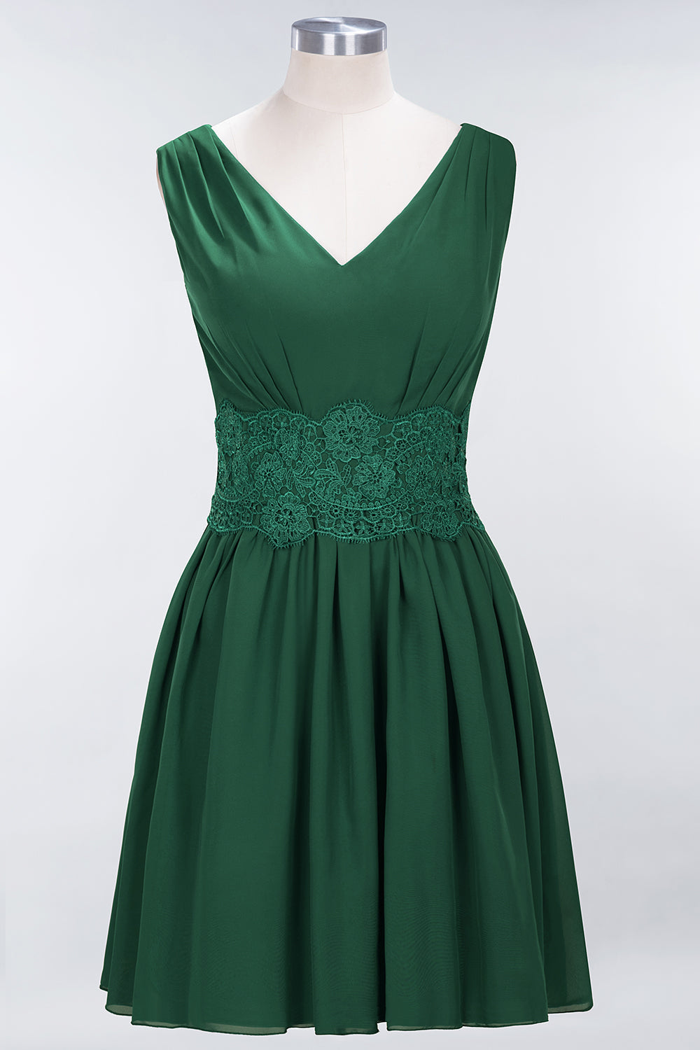Pretty V-Neck Short Sleeveless Lace Bridesmaid Dresses Online