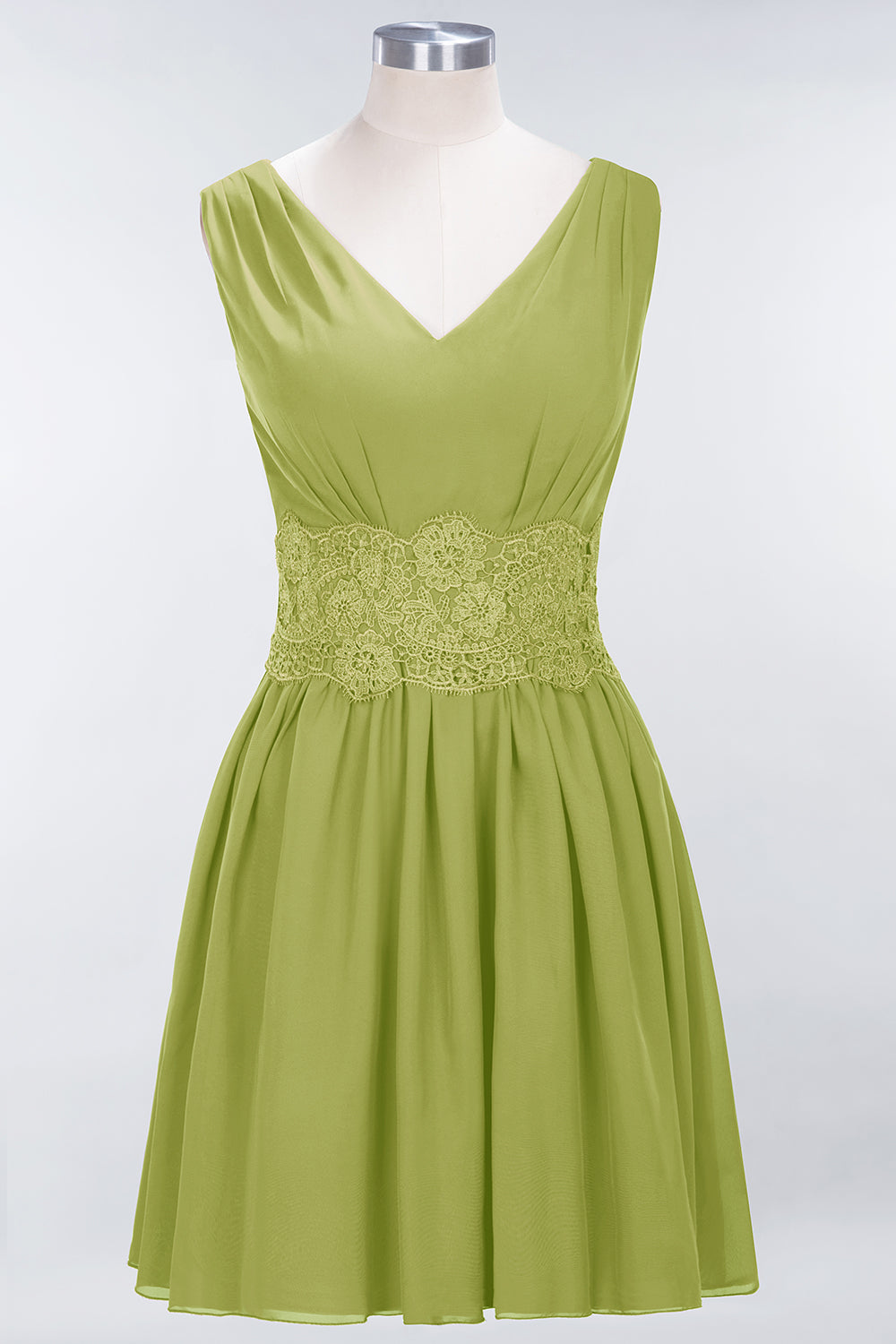 Pretty V-Neck Short Sleeveless Lace Bridesmaid Dresses Online
