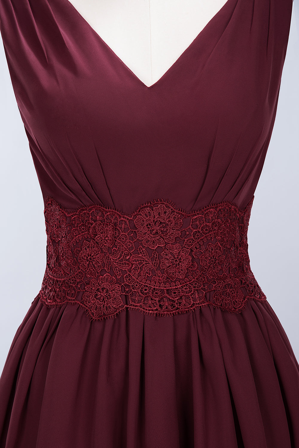 Pretty V-Neck Short Sleeveless Lace Bridesmaid Dresses Online