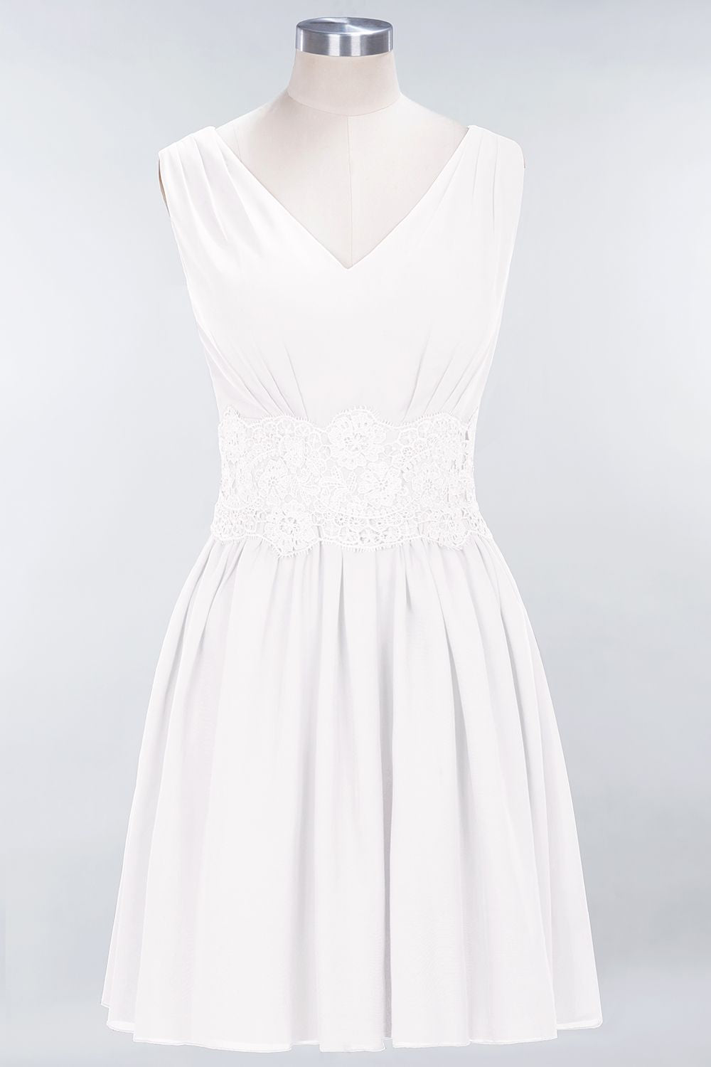 Pretty V-Neck Short Sleeveless Lace Bridesmaid Dresses Online