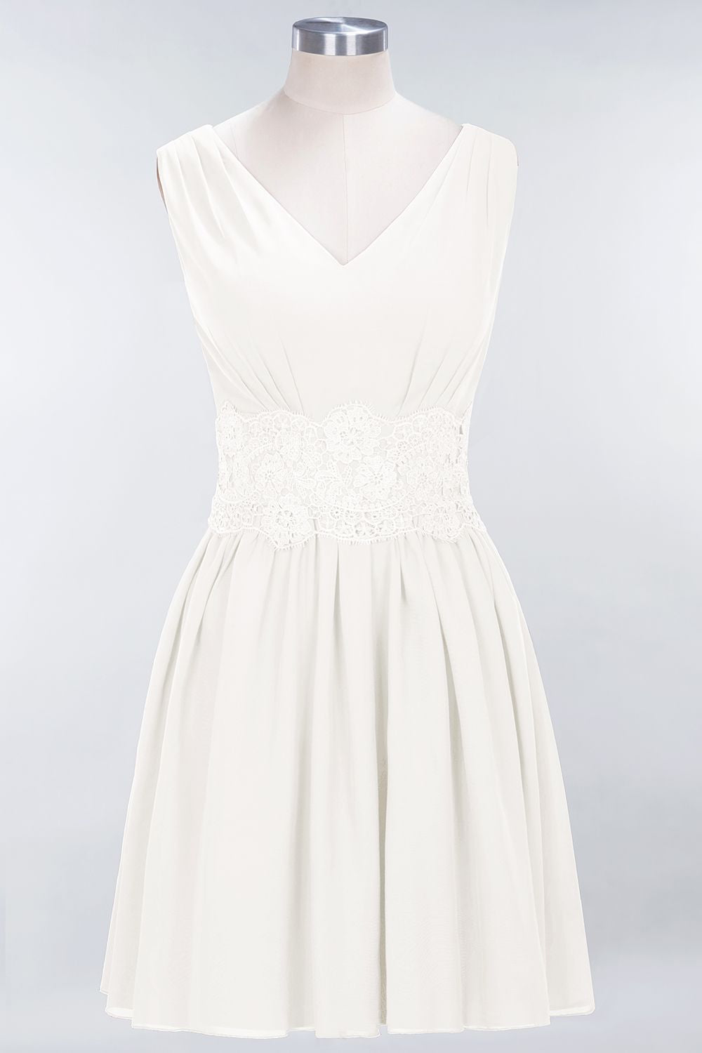 Pretty V-Neck Short Sleeveless Lace Bridesmaid Dresses Online