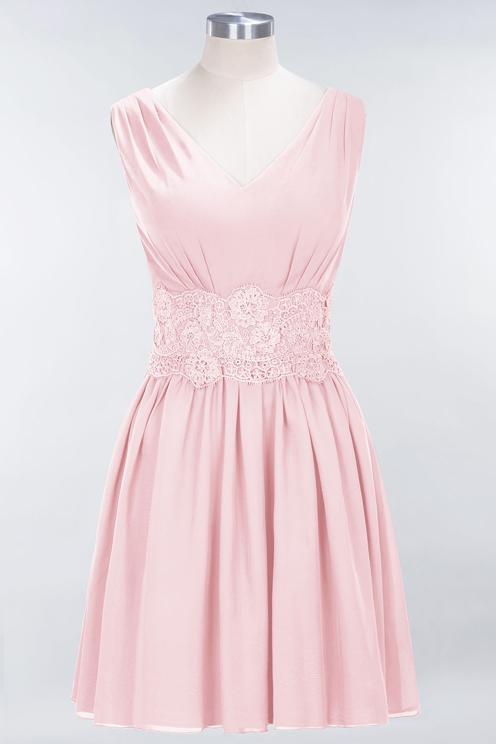Pretty V-Neck Short Sleeveless Lace Bridesmaid Dresses Online