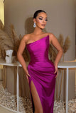 Purple Strapless Prom Dress Mermaid Long With Split