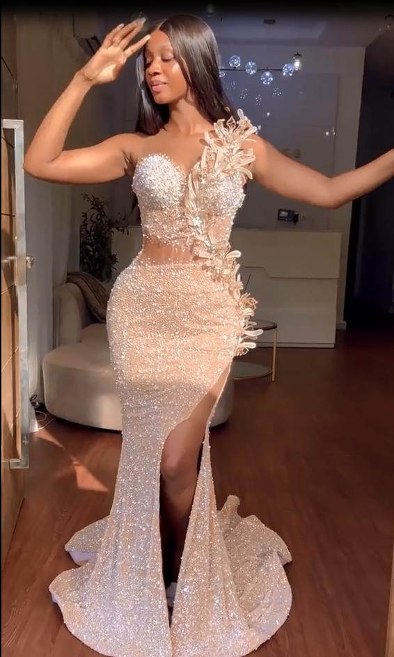 Beautiful Sweetheart Long Mermaid Sequins Formal Dresses With Slit – Newinlook Beautiful Sweetheart Long Mermaid Sequins Formal Dresses With Slit – Newinlook