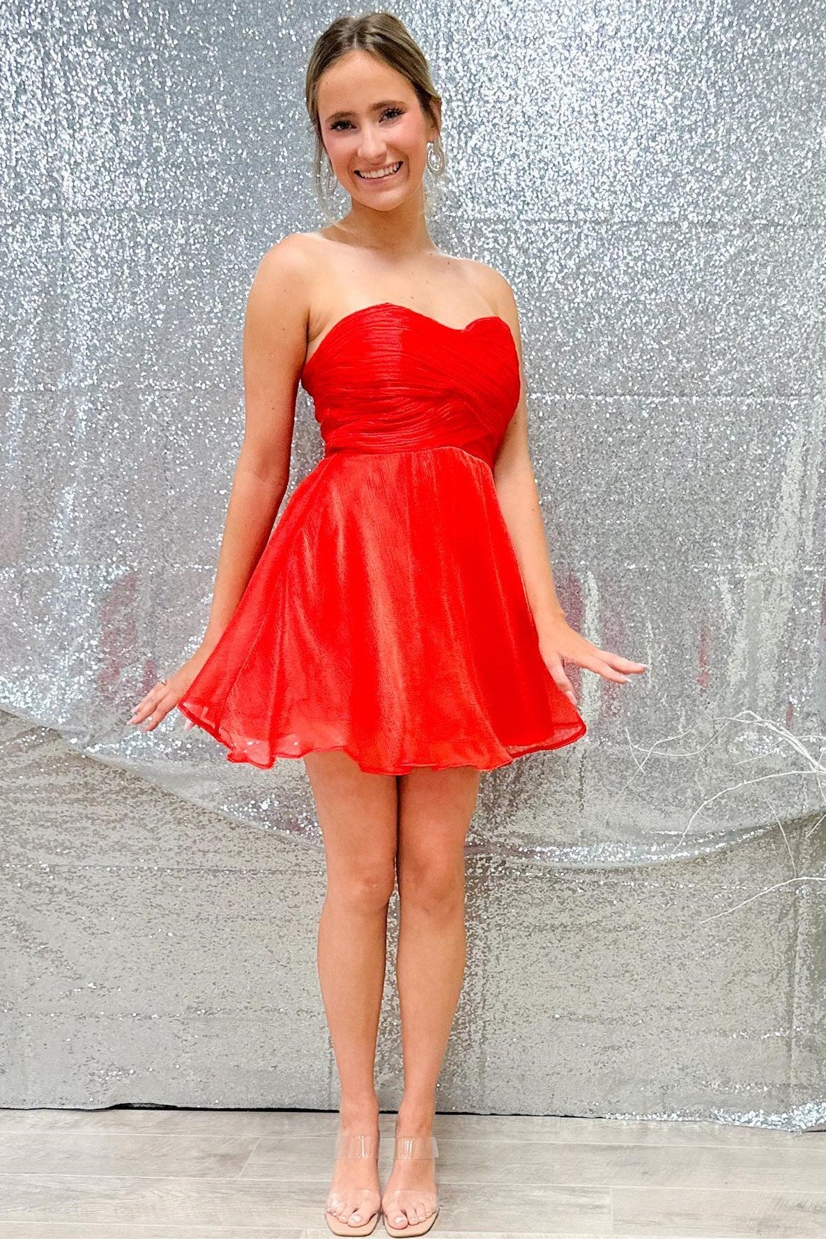 Red Strapless A-Line Short Homecoming Dress Newinlook Red Strapless A-Line Short Homecoming Dress Newinlook