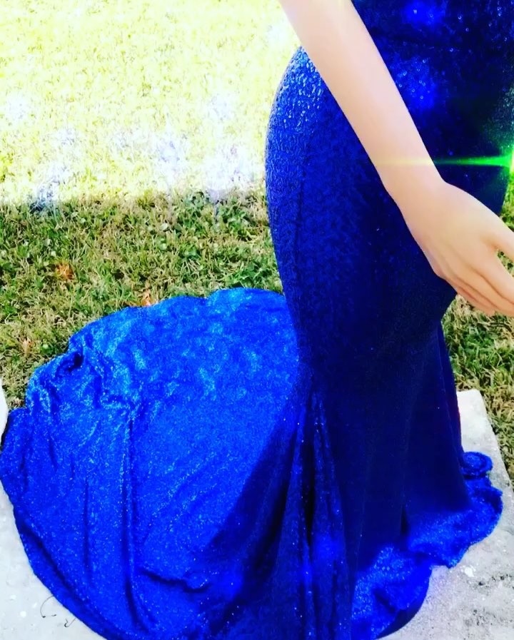 Royal Blue V-Neck Mermaid Prom Dress Sequins Sleeveless Evening Gown Newinlook Royal Blue V-Neck Mermaid Prom Dress Sequins Sleeveless Evening Gown Newinlook