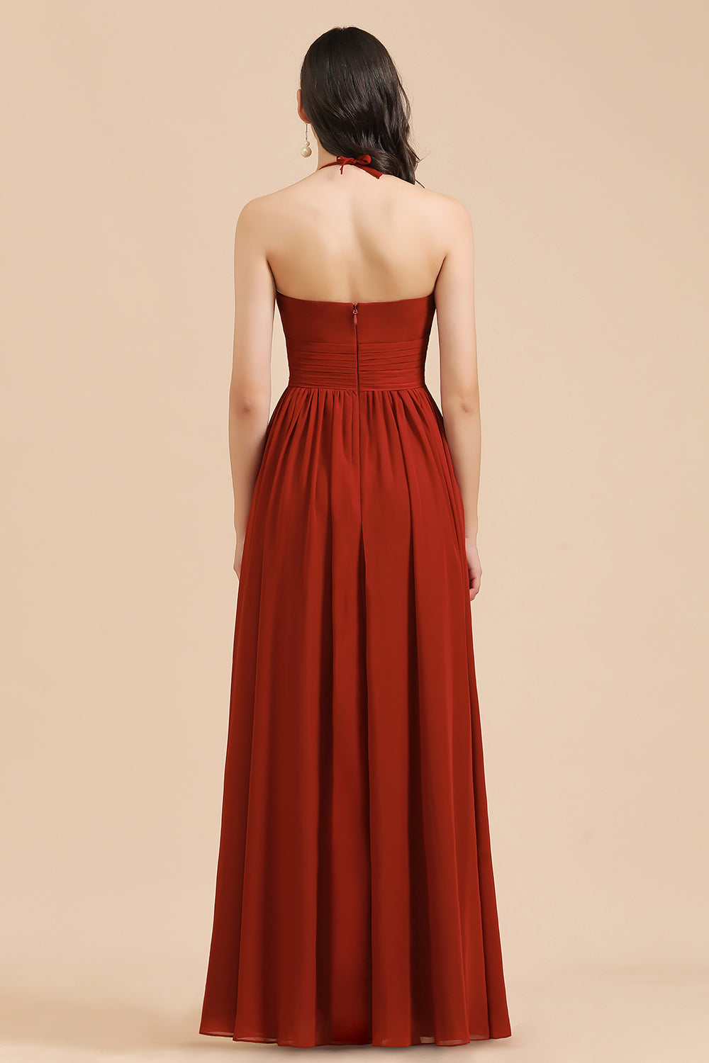 Rust Halter Long Chiffon Bridesmaid Dresses On Sale Newinlook Rust Halter Long Chiffon Bridesmaid Dresses On Sale Newinlook