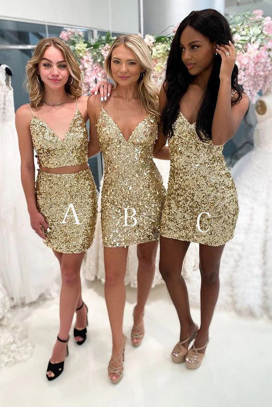 Sequins Gold Short Homecoming Dress Online