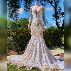 Sequins Prom Dress Mermaid Sequins Sleeveless Long Online