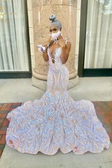 Sequins Prom Dress Mermaid Sequins Sleeveless Long Online