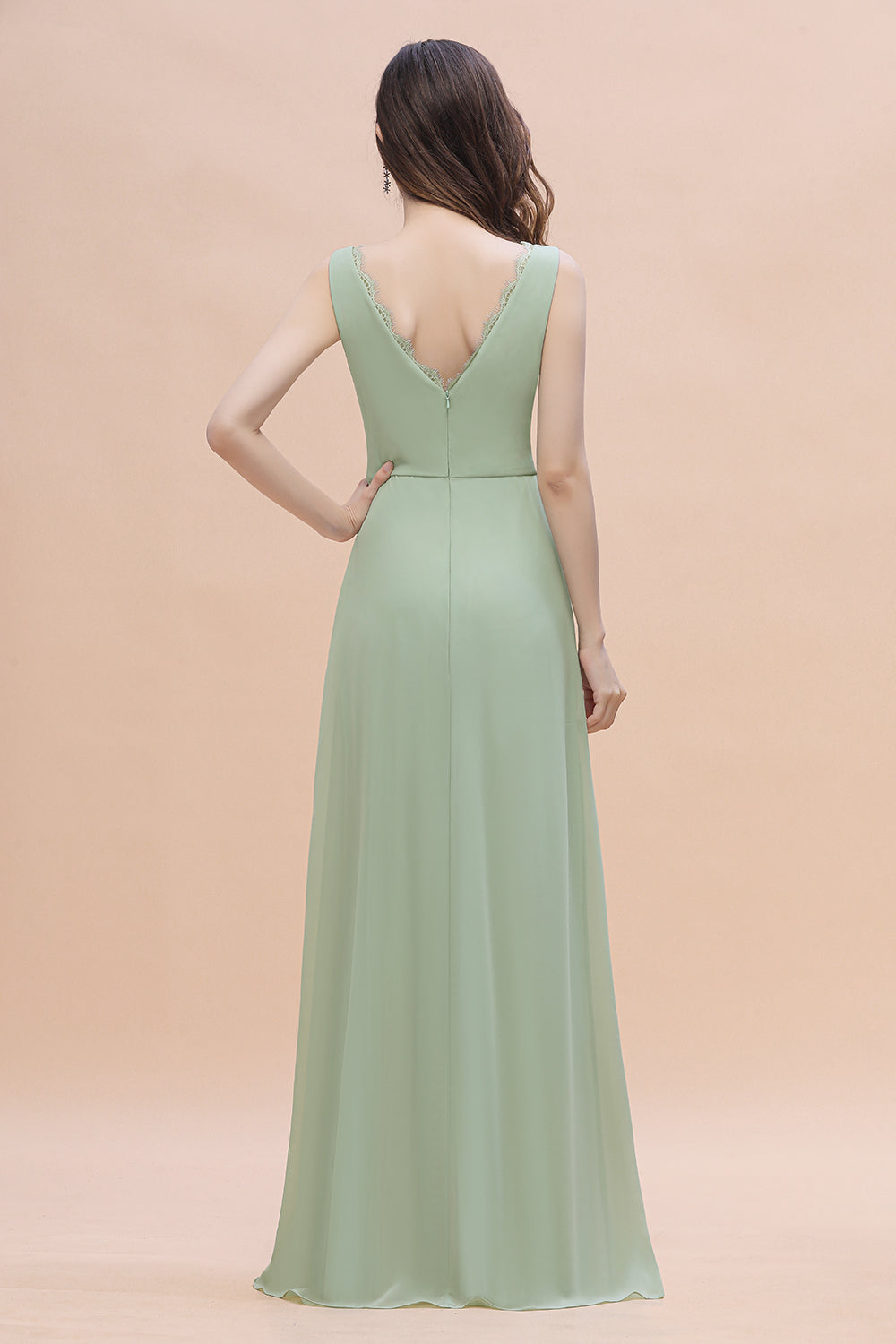 Sexy Chiffon Ruffles Dusty Sage Bridesmaid Dresses with Lace Edge On S Newinlook Sexy Chiffon Ruffles Dusty Sage Bridesmaid Dresses with Lace Edge On S Newinlook