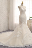 Sexy Spaghetti Straps Mermaid Wedding Dresses Sleeveless Lace Bridal Gowns With Appliques Online