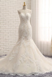 Sexy Spaghetti Straps Mermaid Wedding Dresses Sleeveless Lace Bridal Gowns With Appliques Online