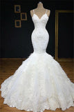 Sexy Spaghetti Straps Sleeveless White Wedding Dresses With Appliques Mermaid Sleeveless Bridal Gowns On Sale