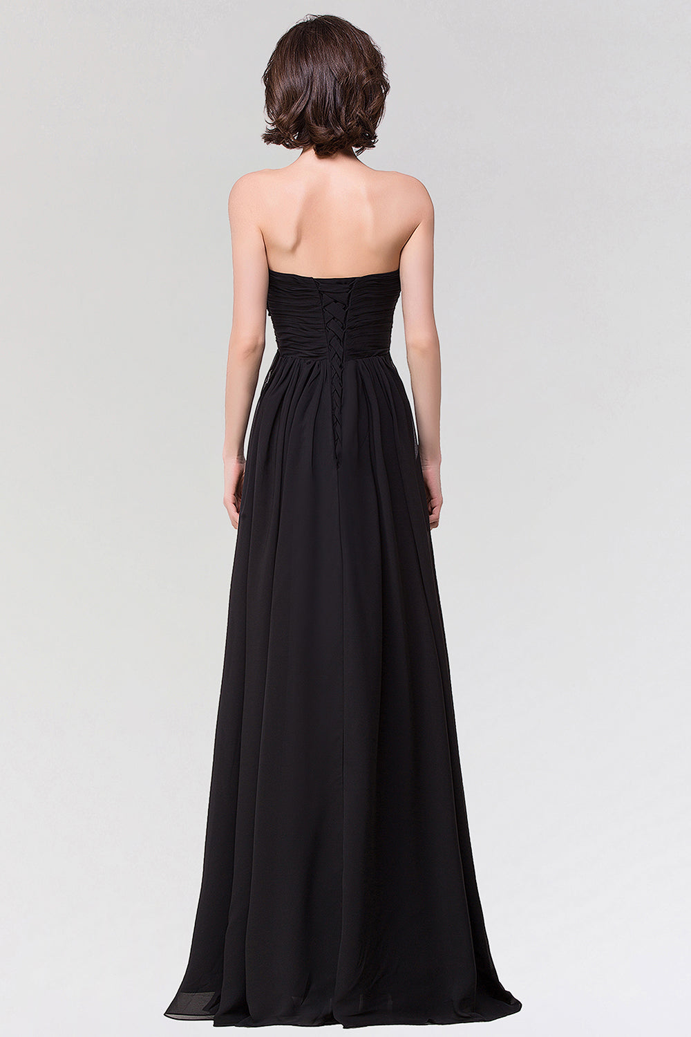 Sexy Strapless Sweetheart Long Black Chiffon Bridesmaid Dresses with R Newinlook Sexy Strapless Sweetheart Long Black Chiffon Bridesmaid Dresses with R Newinlook