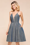 Shinning Halter V-Neck Prom Dress Short Homecoming Dress Online