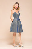 Shinning Halter V-Neck Prom Dress Short Homecoming Dress Online