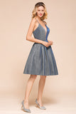 Shinning Halter V-Neck Prom Dress Short Homecoming Dress Online