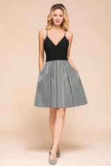 Shinning Mix Color Short Prom Dress Spaghetti-Straps Mini Party Gowns