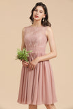 Short Lace Dusty Rose Junior Bridesmaid Dress
