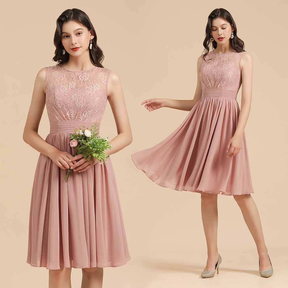 Short Lace Dusty Rose Junior Bridesmaid Dress