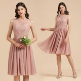 Short Lace Dusty Rose Junior Bridesmaid Dress