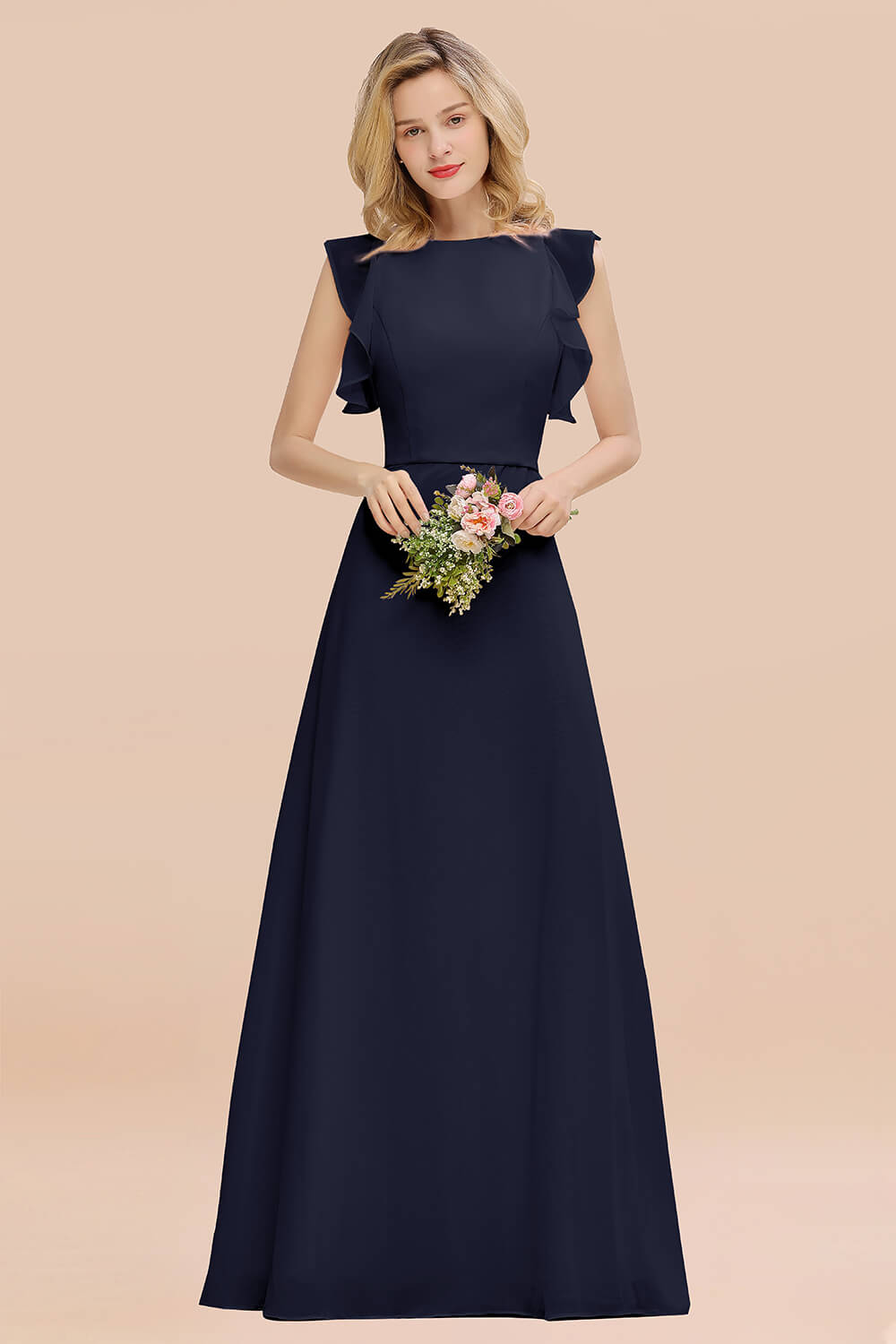 Simple Jewel Draped Sleeves Blushing Pink Bridesmaid Dresses Newinlook Simple Jewel Draped Sleeves Blushing Pink Bridesmaid Dresses Newinlook