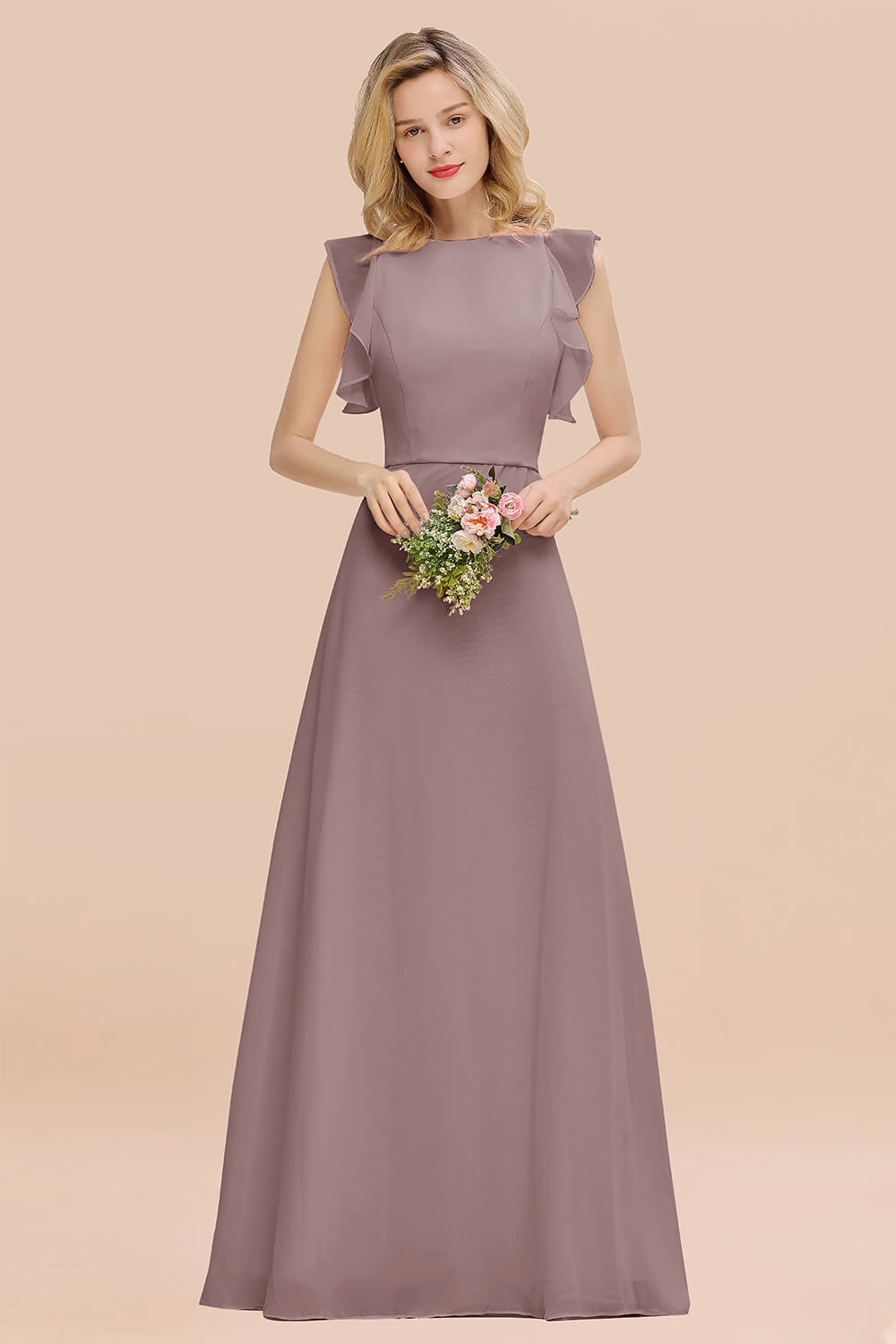 Simple Jewel Draped Sleeves Blushing Pink Bridesmaid Dresses Newinlook Simple Jewel Draped Sleeves Blushing Pink Bridesmaid Dresses Newinlook