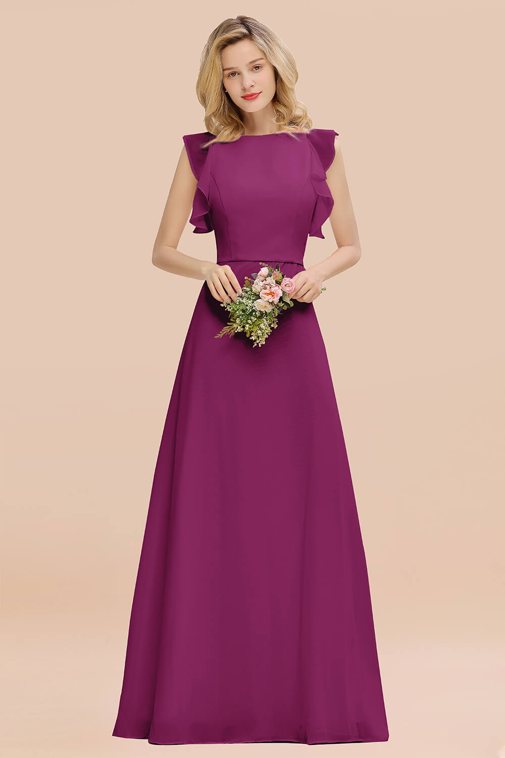 Simple Jewel Draped Sleeves Blushing Pink Bridesmaid Dresses Newinlook Simple Jewel Draped Sleeves Blushing Pink Bridesmaid Dresses Newinlook