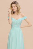 Simple Off-the-shoulder Long Affordable Bridesmaid Dress With Appliques