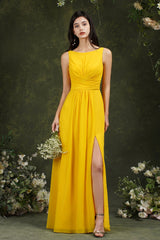 Sleeveless Bridesmaid Dress Long With Slit Online