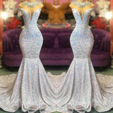 Sleeveless Sequiins Mermaid Long Evening Prom Dress