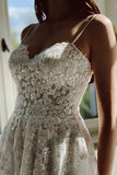 Spaghetti-Straps Appliques Wedding Dress A-Line Sweetheart